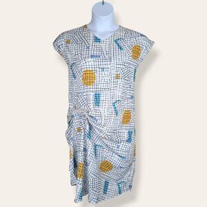 V. 90s Venice Asymmetrical Abstract Print Dress